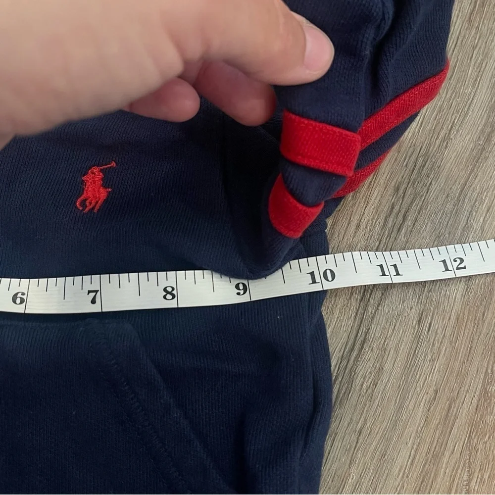 Ralph Lauren Full Zip Up Jacket Baby 3mo Hoodie Red Blue Pony Logo Preppy